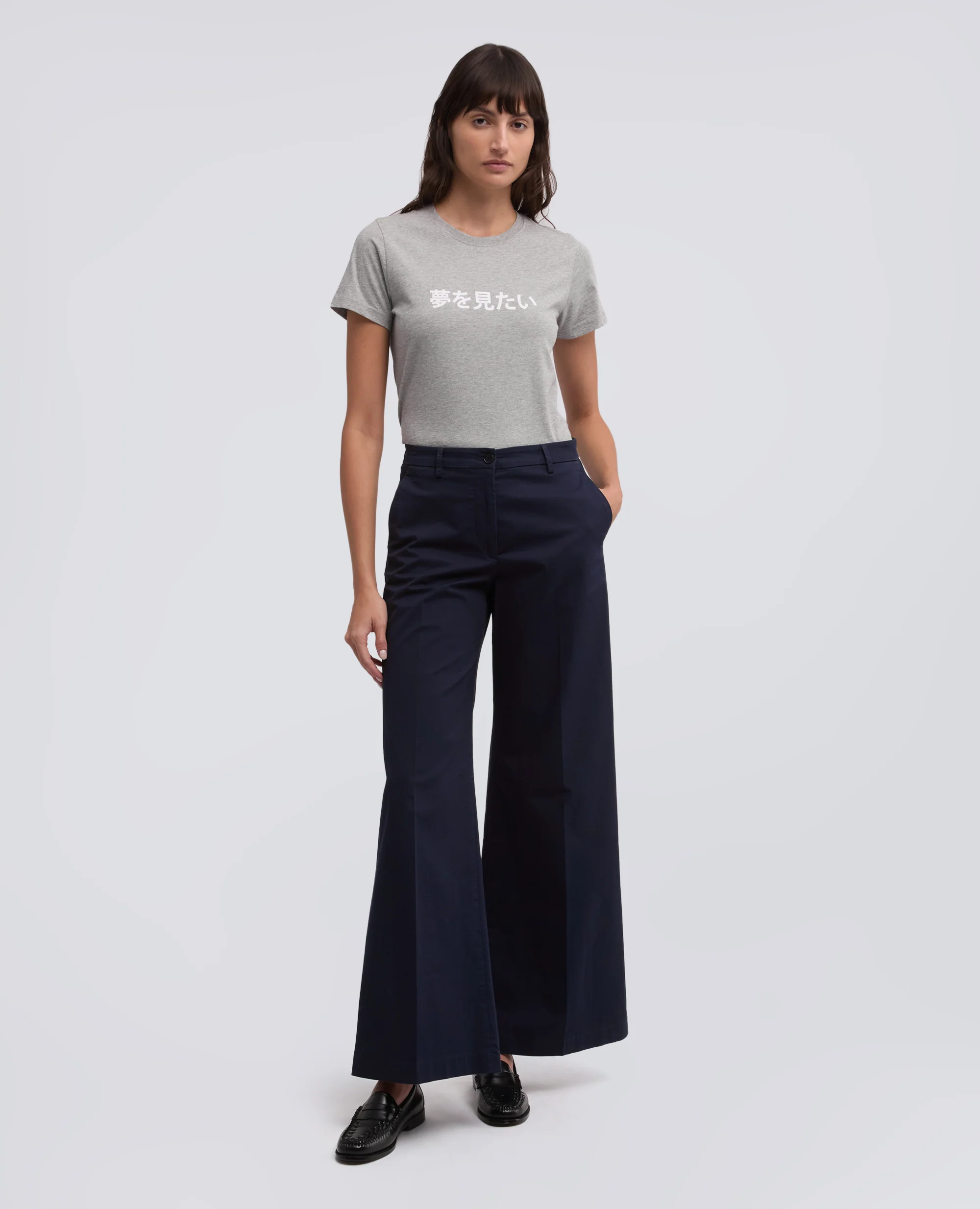 T-SHIRT IN JERSEY DI COTONE CON STAMPA "VOGLIO SOGNARE" IN GIAPPONESE - AA CAPSULE COLLECTION - MELANGE - Image 2