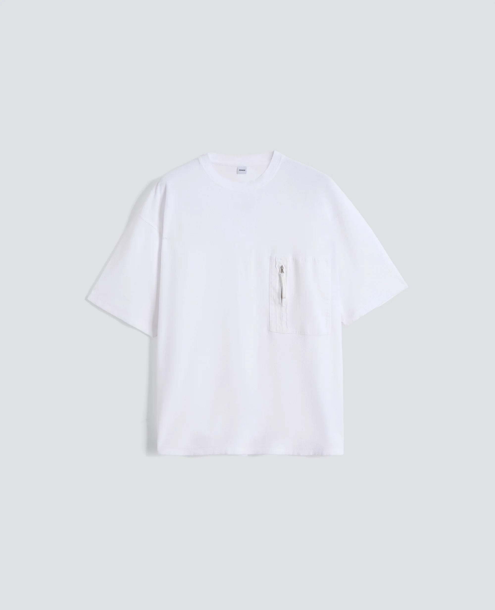 T-SHIRT IN JERSEY EFFETTO SPUGNA CON TASCHINO - BIANCO