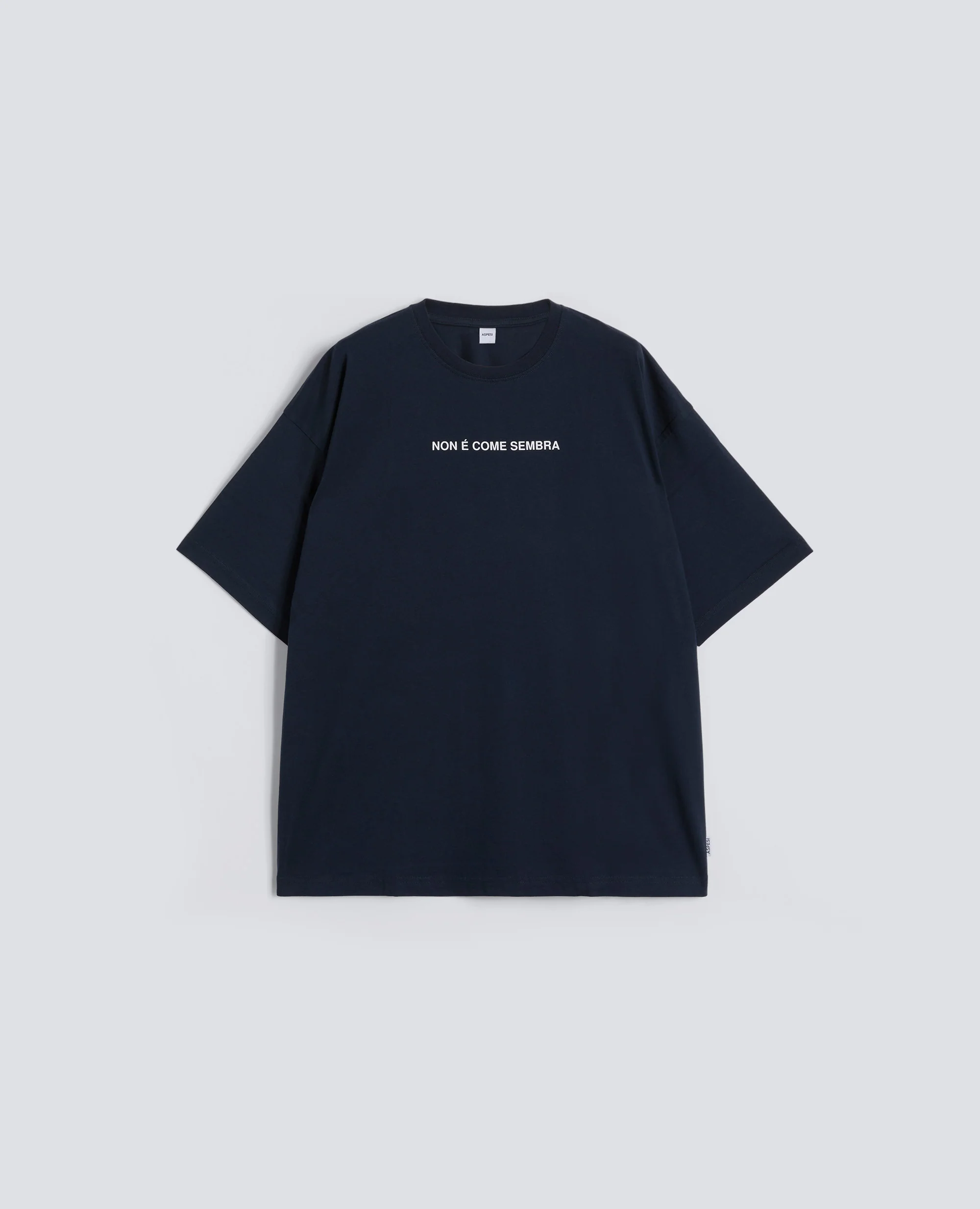 T-SHIRT IN JERSEY DI COTONE CON STAMPA "NON E COME SEMBRA" - NAVY