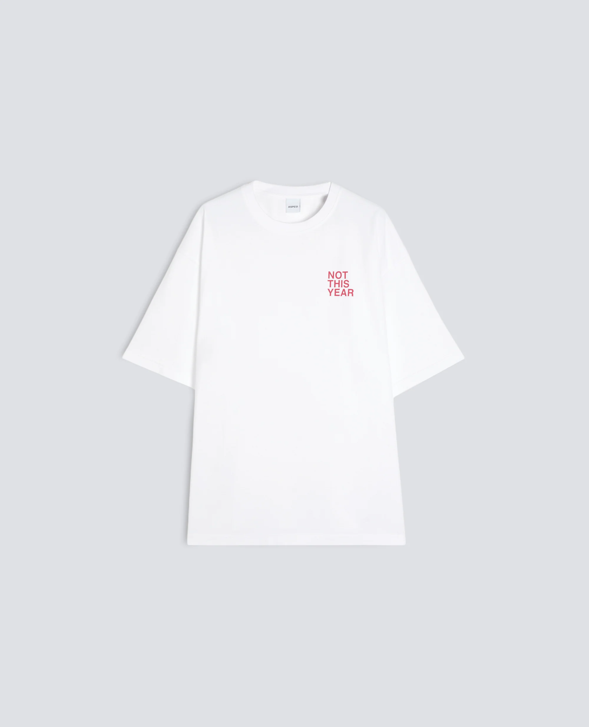 T-SHIRT "NOT THIS YEAR" IN JERSEY - BIANCO+SCRITTA ROSSA