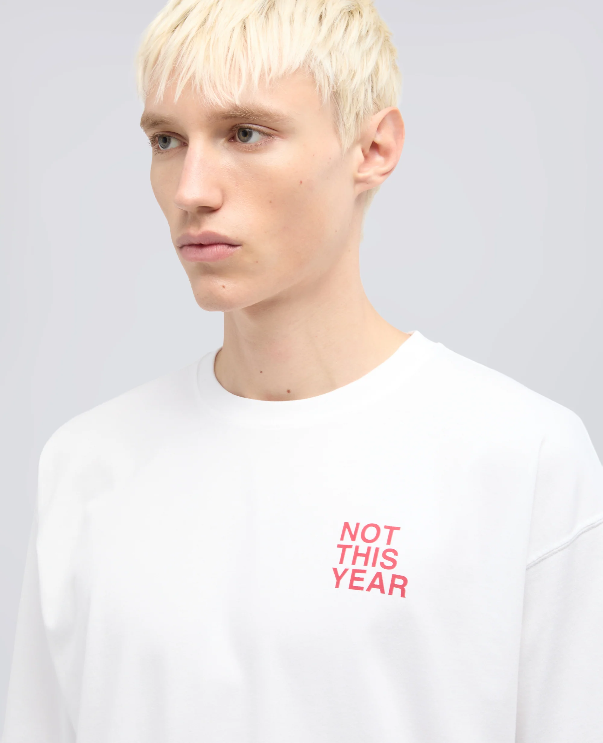 T-SHIRT "NOT THIS YEAR" IN JERSEY - BIANCO+SCRITTA ROSSA - Image 4
