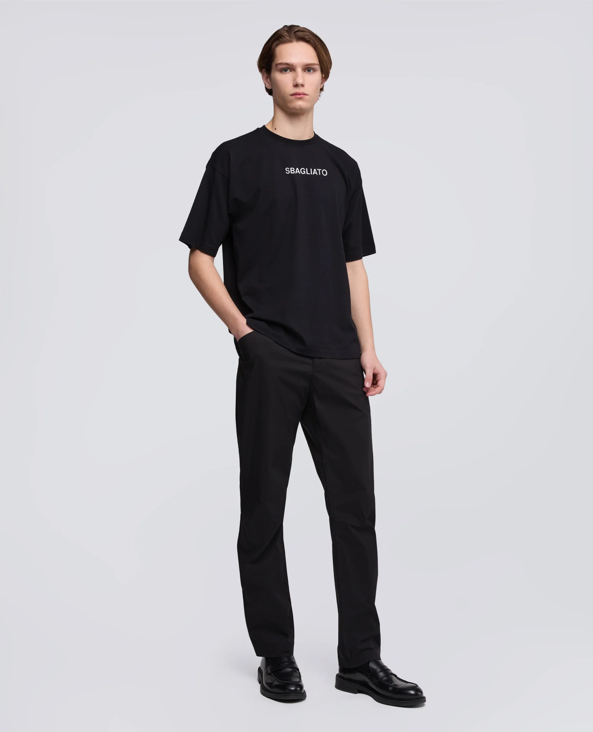 T-SHIRT IN JERSEY DI COTONE CON STAMPA "SBAGLIATO" - NERO - Image 2