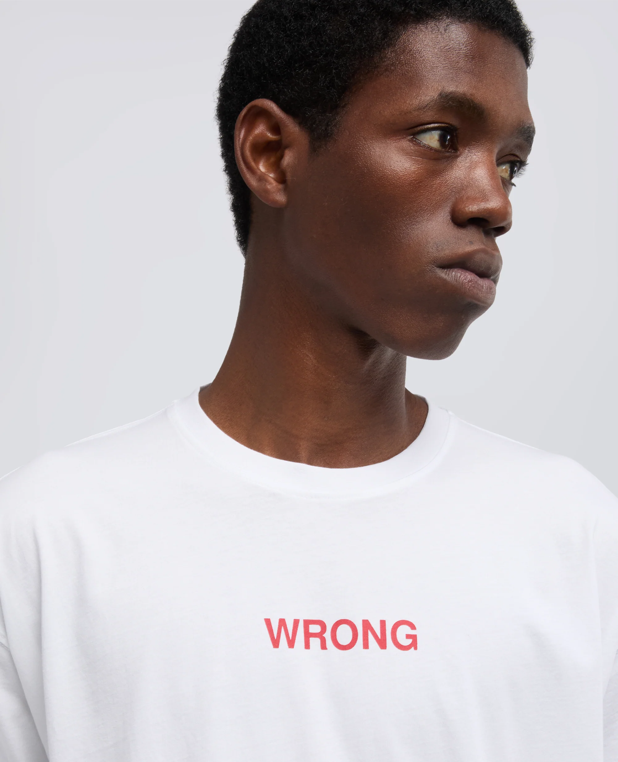 T-SHIRT IN JERSEY DI COTONE CON STAMPA "WRONG" - BIANCO - Image 4