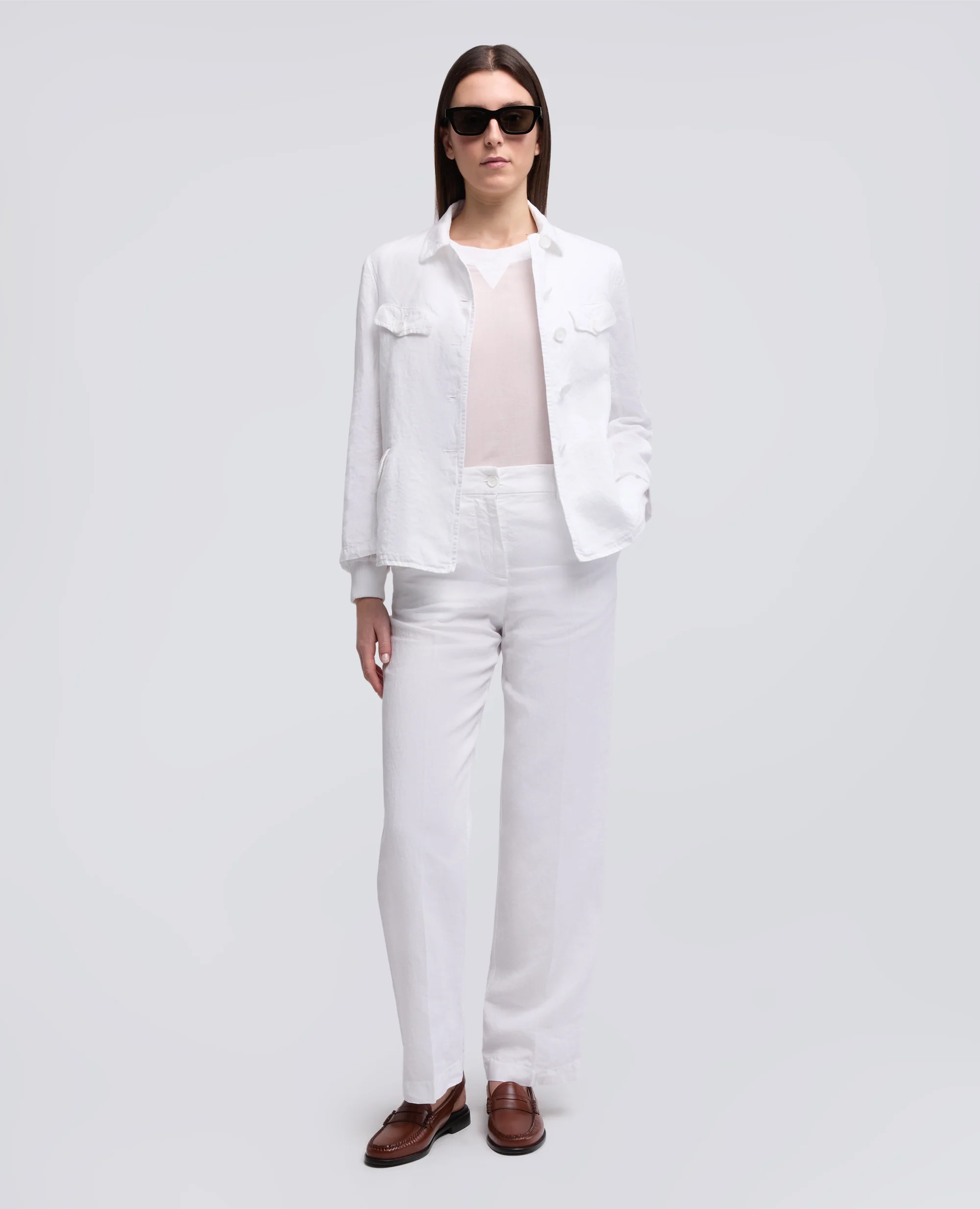 BLUSA IN VOILE DI COTONE TINTO CAPO - BIANCO - Image 2