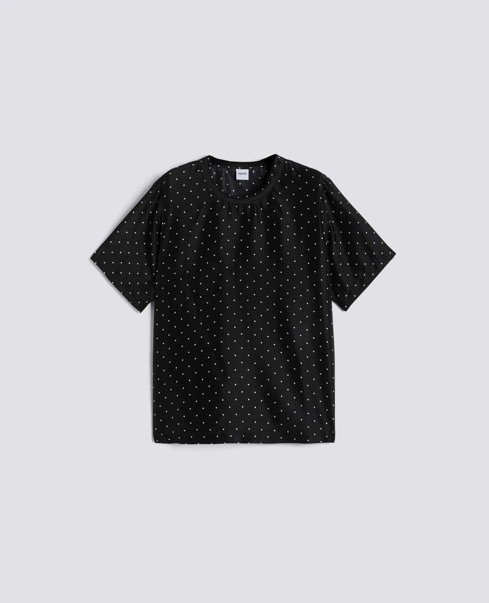 T-SHIRT IN HABUTAI DI SETA - POIS NERO