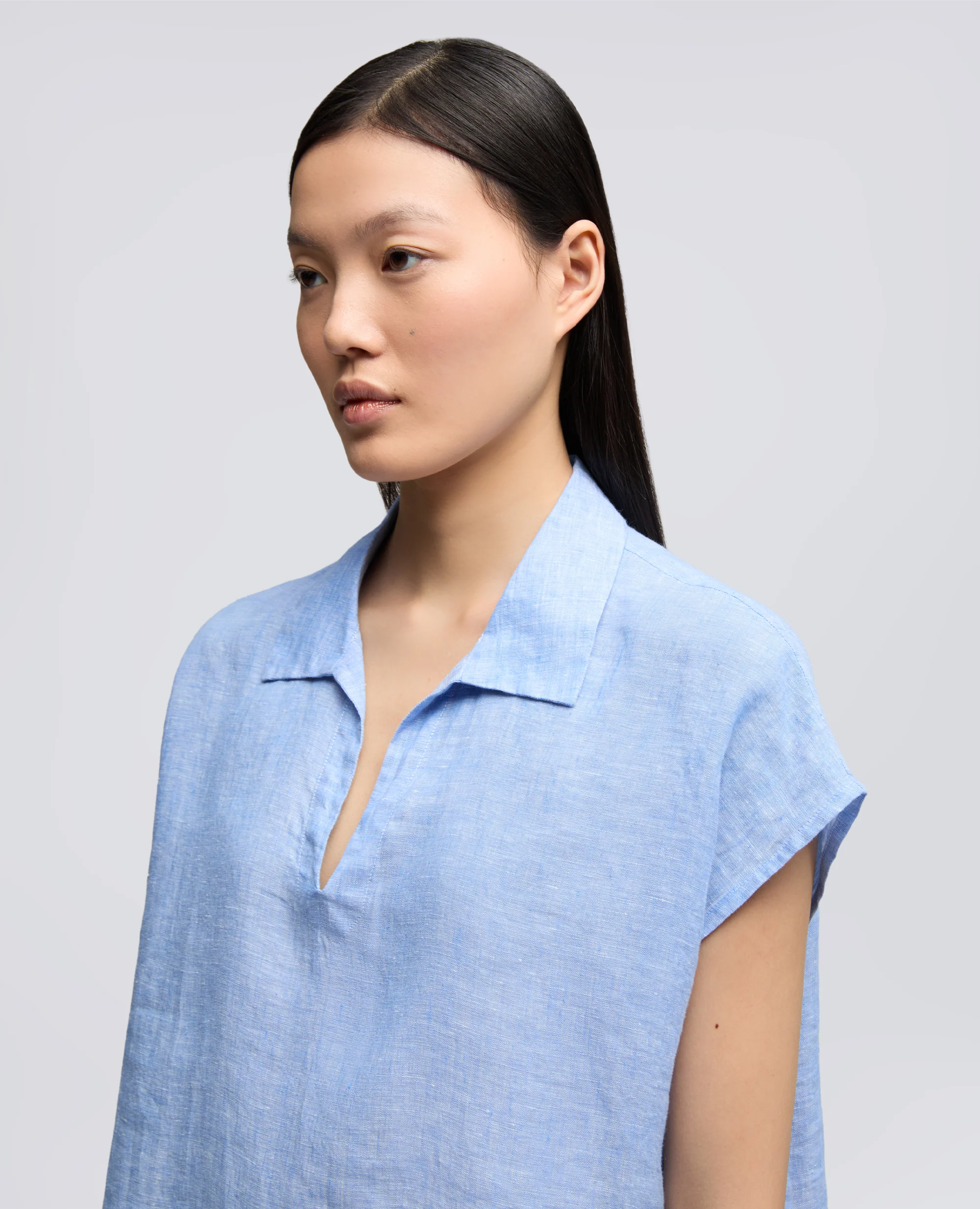 TOP IN LINO DELAVE - AZZURRO - Image 4