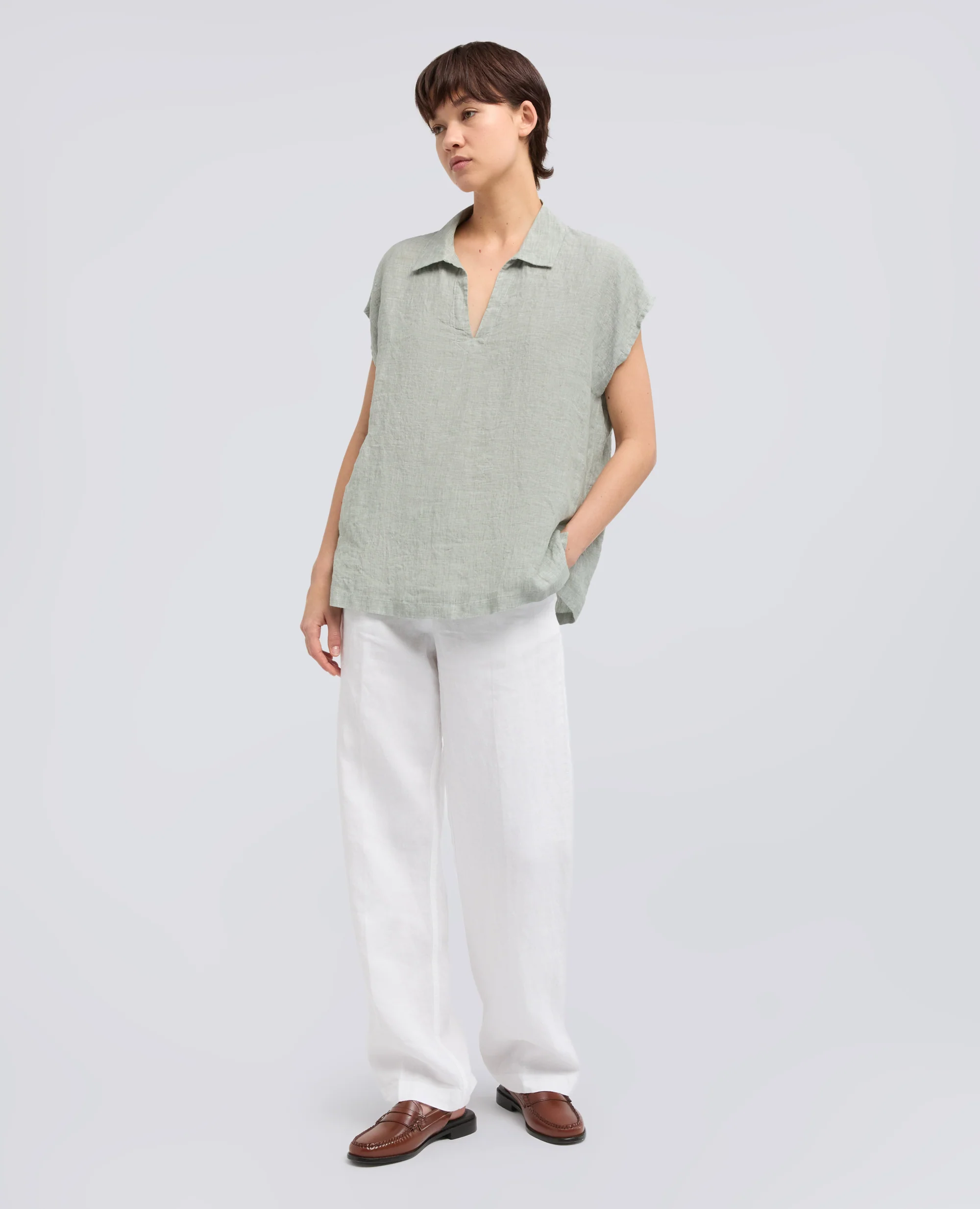 TOP IN LINO DELAVE - SALVIA - Image 2